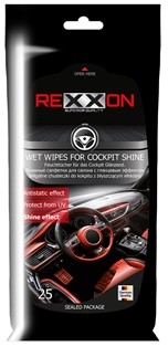 Салфетки влажные  для салона автомобиля с глянцевым эффектом (25шт). Производитель: REXXON. 