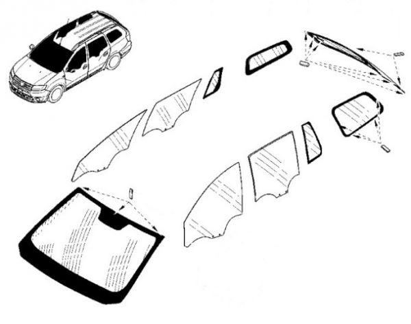 Стекло лобовое,боковое,заднее Renault-Dacia Logan MCV c 2013 г. Производитель:Тайвань. Цены и наличие уточните у менеджера.