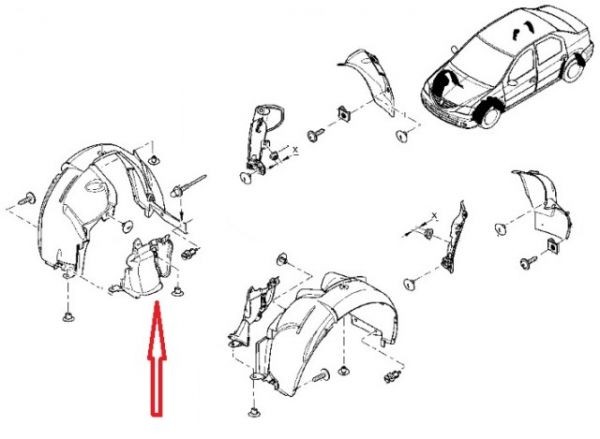 Подкрыльник передний правый внутрений Logan,MCV,Sandero до 2013г. 1.4-1.6MPI/1.5DCI. Производитель: Forma Parts. 